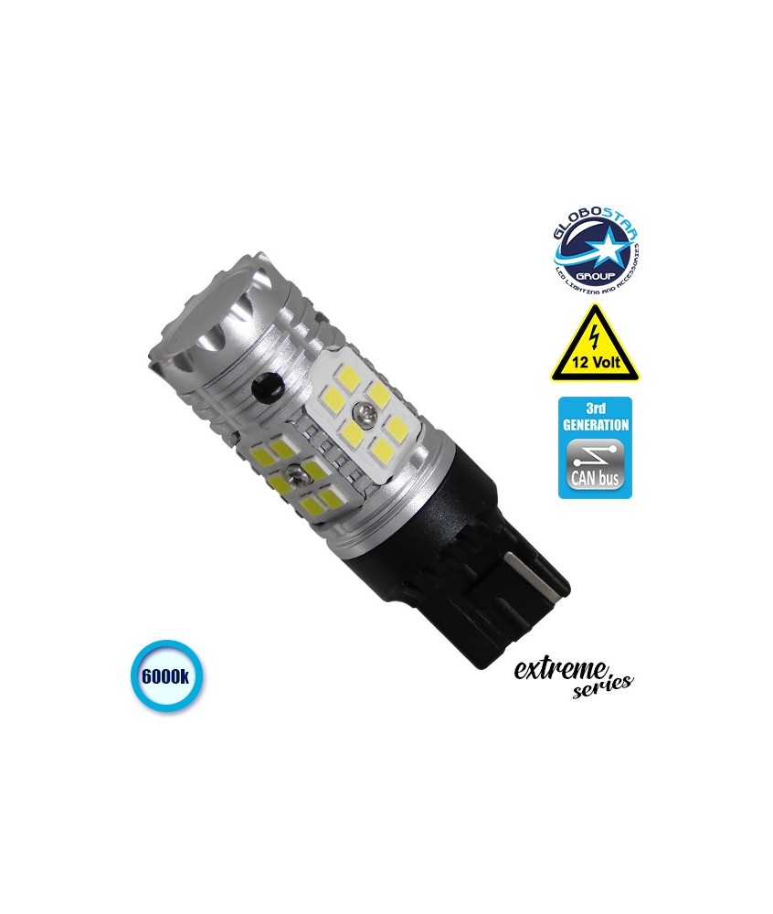 Λαμπτήρας LED Extreme Series Can-Bus 3ης Γενιάς με βάση T20 7440 15W 12v Ψυχρό Λευκό 6000k GloboStar 81149